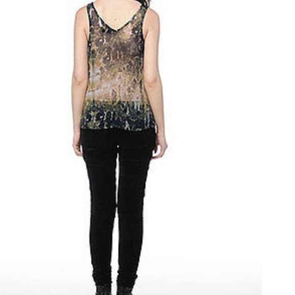 Distressed Print Sequin Front TANK TOP Sheer Back - Picture 4 of 8